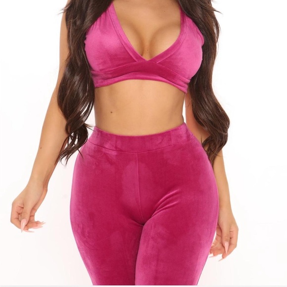 Magenta Velour Legging Set - Picture 2 of 2
